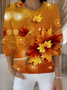 Women Gradient Pattern Winter Vintage Long Sleeve Crew Neck Sweater