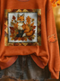 Women Animal Crew Neck Printing Casual Spring/Fall Long Sleeve Sweatshirt