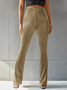 Women Plain Long Elastic Waist Pants Vintage Spring/Fall Trousers