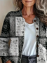 Women Paisley Printing Long Sleeve Crew Neck Vintage Spring/Fall Cardigan Outerwear