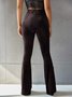 Women Plain Long Elastic Waist Pants Vintage Spring/Fall Trousers