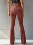 Women Plain Long Elastic Waist Pants Vintage Spring/Fall Trousers