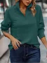Women Plain Mock Neck Split Joint Vintage Spring/Fall Long Sleeve Sweatshirt