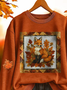 Women Animal Crew Neck Printing Casual Spring/Fall Long Sleeve Sweatshirt