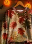 Women Maple Leaf Crew Neck Printing Casual Spring/Fall Long Sleeve Sweatshirt