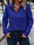 Women Plain Mock Neck Split Joint Vintage Spring/Fall Long Sleeve Sweatshirt