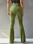 Women Plain Long Elastic Waist Pants Vintage Spring/Fall Trousers