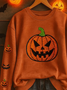 Women Halloween (pumpkin) Crew Neck Printing Casual Spring/Fall Long Sleeve Sweatshirt