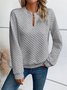 Women Geometric V Neck Split Joint Vintage Spring/Fall Long Sleeve Sweatshirt