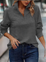 Women Plain Mock Neck Split Joint Vintage Spring/Fall Long Sleeve Sweatshirt