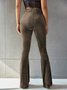 Women Plain Long Elastic Waist Pants Vintage Spring/Fall Trousers