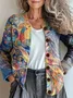 Women 3D Printing Casual Spring/Fall Knitted Cardigan