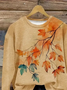 Women Maple Leaf Crew Neck Printing Casual Spring/Fall Long Sleeve Sweatshirt