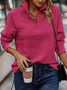 Women Plain Mock Neck Split Joint Vintage Spring/Fall Long Sleeve Sweatshirt