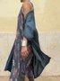 Women Striped Printing Two-Piece Set Daily Long Sleeve Vintage Spring/Fall Coat With Skirt Matching Set