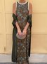 Women Striped Printing Two-Piece Set Daily Long Sleeve Vintage Spring/Fall Coat With Skirt Matching Set