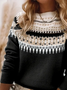 Women Abstract Printing Spring/Fall Casual Long Sleeve Crew Neck Sweater