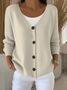Women Plain Casual Spring/Fall Cardigan