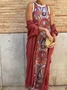 Women Striped Printing Two-Piece Set Daily Long Sleeve Vintage Spring/Fall Coat With Skirt Matching Set