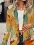 Women Maple Leaf Spring/Fall Cover-up Casual Printing Lightweight Cardigan