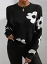 Women Floral Printing Spring/Fall Casual Long Sleeve Crew Neck Sweater