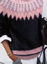 Women Abstract Printing Spring/Fall Casual Long Sleeve Crew Neck Sweater