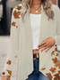 Women Maple Leaf Spring/Fall Cover-up Casual Printing Lightweight Cardigan