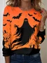 Women Halloween Long Sleeve Tee T-shirt Crew Neck Printing Casual Spring/Fall Graphic Tee Top