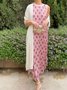 Women Striped Printing Two-Piece Set Daily Long Sleeve Vintage Spring/Fall Coat With Skirt Matching Set
