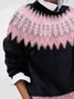 Women Abstract Printing Spring/Fall Casual Long Sleeve Crew Neck Sweater