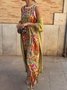 Women Striped Printing Two-Piece Set Daily Long Sleeve Vintage Spring/Fall Coat With Skirt Matching Set