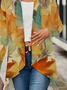 Women Maple Leaf Spring/Fall Cover-up Casual Printing Lightweight Cardigan