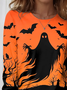 Women Halloween Long Sleeve Tee T-shirt Crew Neck Printing Casual Spring/Fall Graphic Tee Top