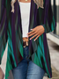 Women Abstract Spring/Fall Cover-up Casual Printing Lightweight Cardigan