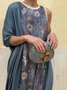 Women Striped Printing Two-Piece Set Daily Long Sleeve Vintage Spring/Fall Coat With Skirt Matching Set