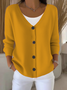Women Plain Casual Spring/Fall Cardigan