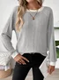 Women Plain Long Sleeve Tee T-shirt Crew Neck Casual Spring/Fall Top