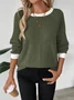 Women Plain Long Sleeve Tee T-shirt Crew Neck Casual Spring/Fall Top