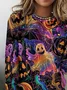 Women Halloween Long Sleeve Tee T-shirt Crew Neck Vintage Spring/Fall Top