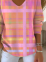 Women Abstract Long Sleeve Tee T-shirt V Neck Printing Casual Spring/Fall Top