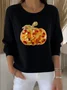 Women Maple Leaf Printing Spring/Fall Casual Long Sleeve Crew Neck Sweater
