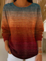 Women Abstract Printing Spring/Fall Casual Long Sleeve Crew Neck Sweater