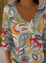 Women Floral Long Sleeve Tee T-shirt V Neck Printing Casual Spring/Fall Top