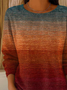 Women Abstract Printing Spring/Fall Casual Long Sleeve Crew Neck Sweater