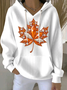 Women Maple Leaf Spring/Fall Printing Long Sleeve Casual Daily Hoodie