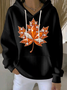 Women Maple Leaf Spring/Fall Printing Long Sleeve Casual Daily Hoodie