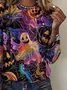 Women Halloween Long Sleeve Tee T-shirt Crew Neck Vintage Spring/Fall Top