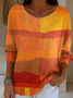 Women Abstract Printing Spring/Fall Casual Long Sleeve Crew Neck Sweater