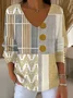 Women Abstract Long Sleeve Tee T-shirt V Neck Printing Casual Spring/Fall Top