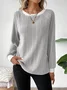 Women Plain Long Sleeve Tee T-shirt Crew Neck Casual Spring/Fall Top
